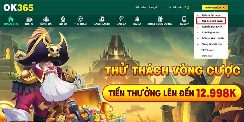 Tìm hiểu về nạp tiền tại OK365